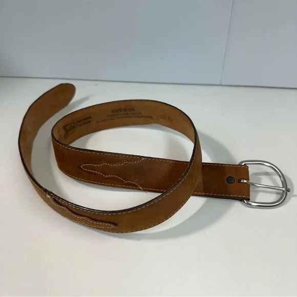 Justin Top Grain Classic Western Leather Belt 53709 Brown Sz 32 Removable Buckle - Picture 2 of 12